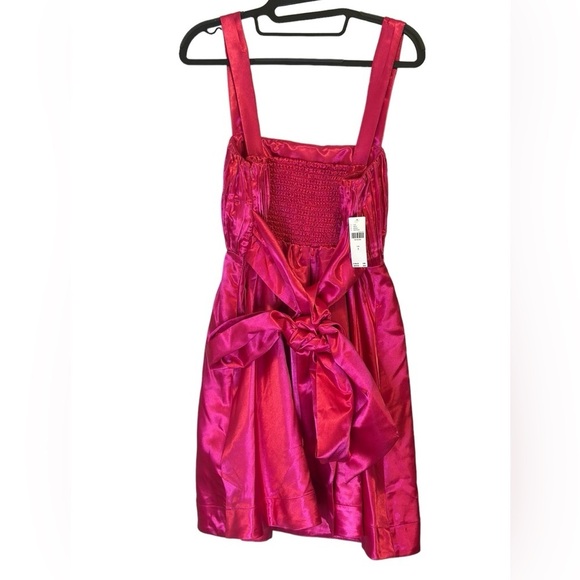 NWT Maeve by Anthropologie Pink Bow-Tie Satin Mini Dress Women’s size US 4 - Picture 5 of 16